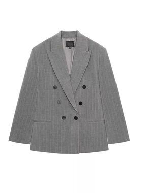 Zara Gray Pinstripe Double-Breasted Blazer